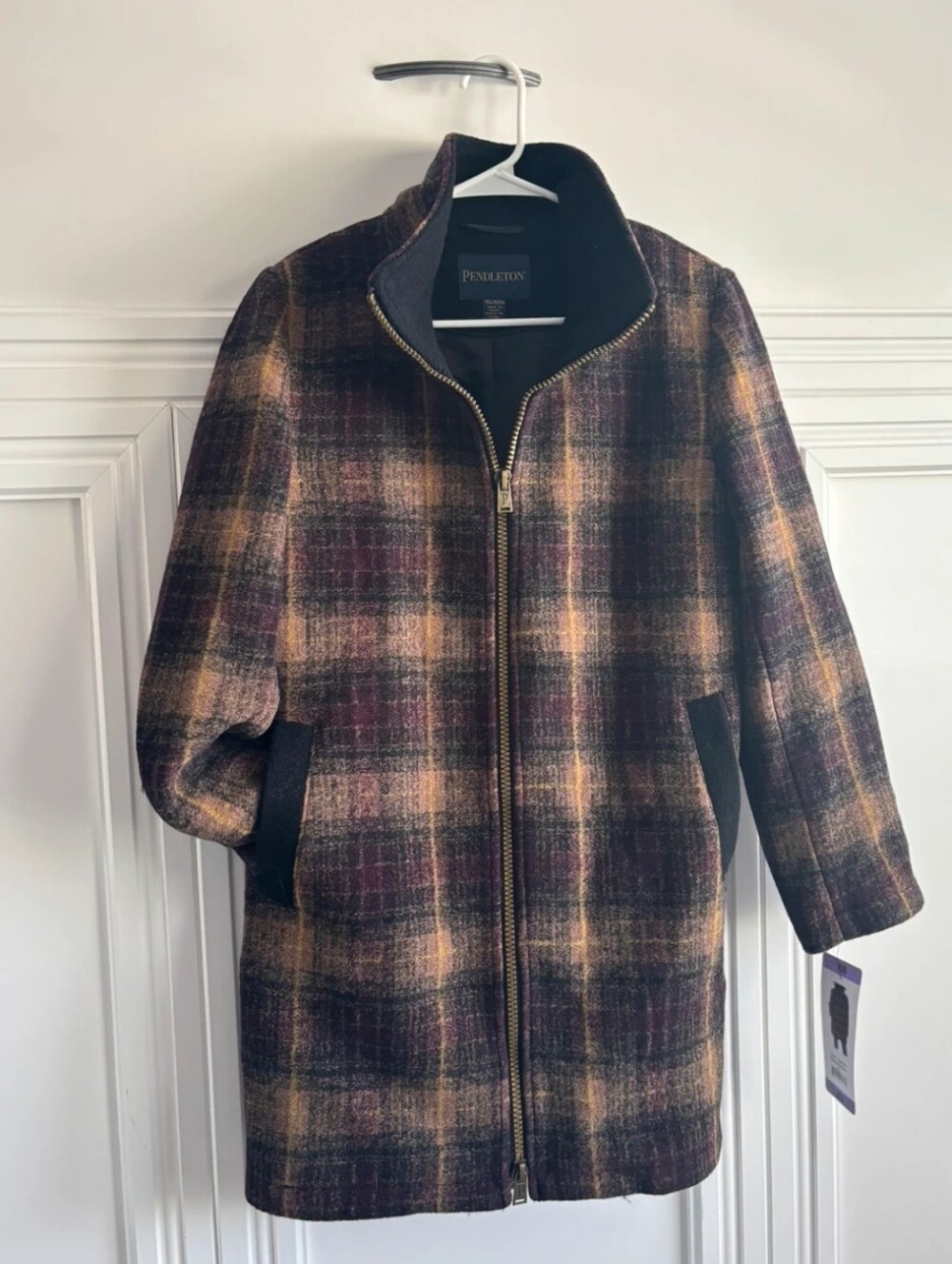 Pendleton Wool Blend Walker Jacket Coat Women Maroon Plaid NWT